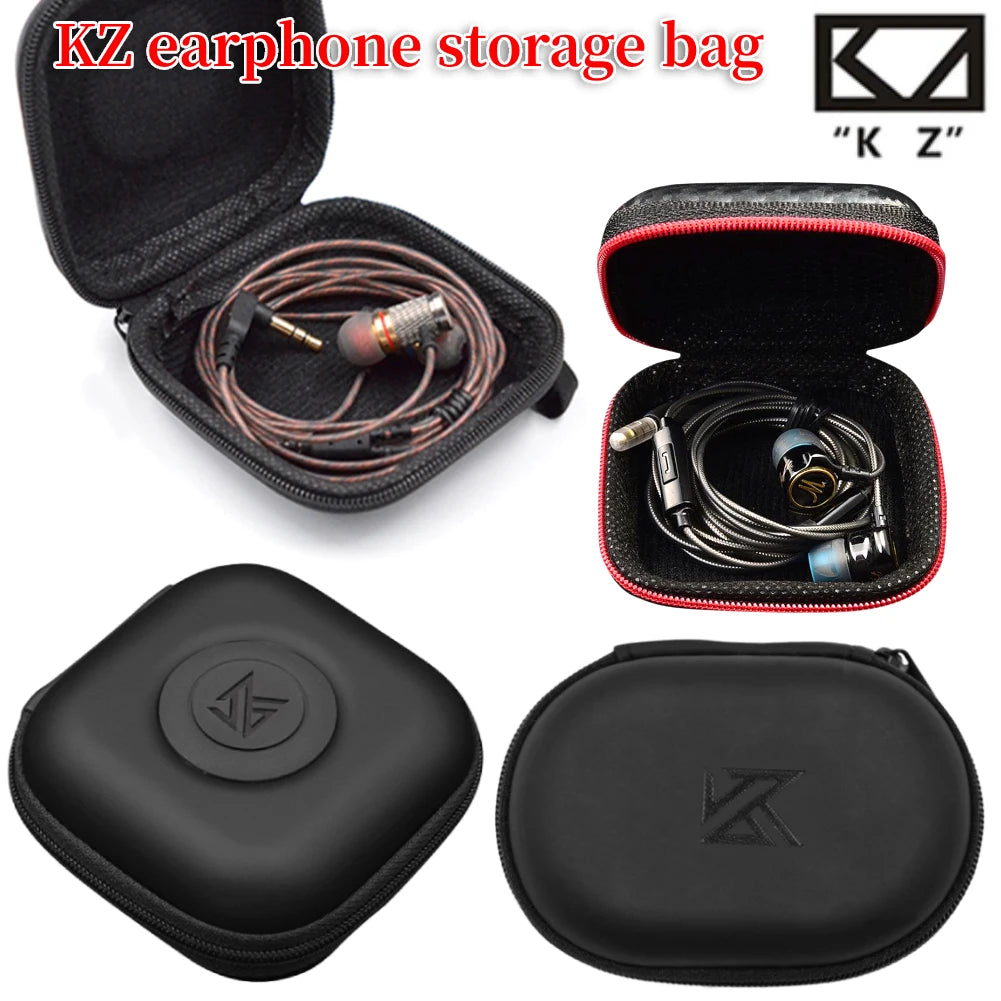 KZ Earphones Oval Storage Bag Wired Headphones PU Zipper Storage Box Portable Hold Storage Case Container for KZ EDX PRO ZSN Pro